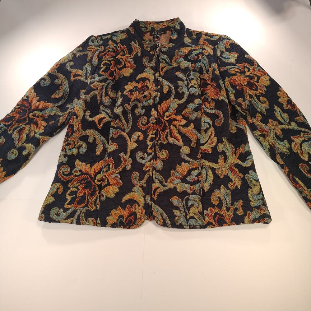 Violet B Petite Tapestry Jacket Womens Floral Jacquard Zip Boho Grandmacore